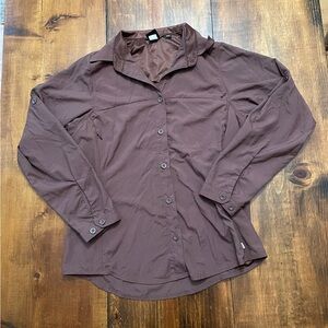 REI utility Brown Long Sleeved Lightweight Outdoors Buttom Up Top Womens Medium